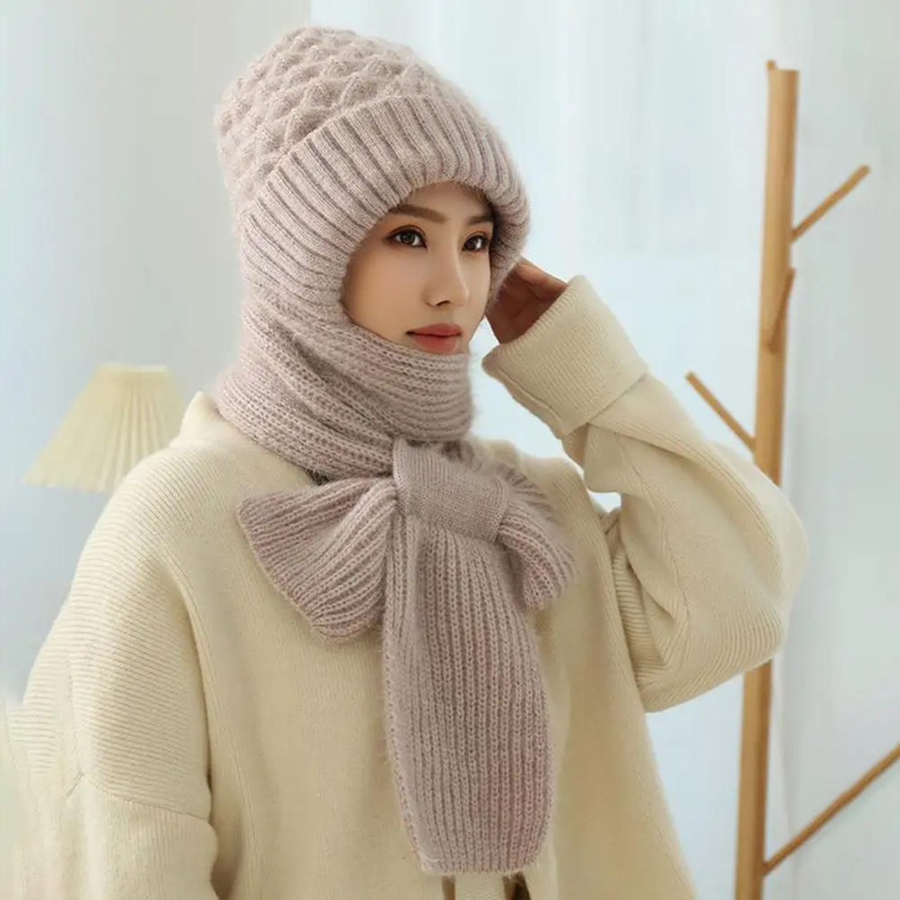 CapScarf, női téli sapka hozzávarrt sállal - Image 2