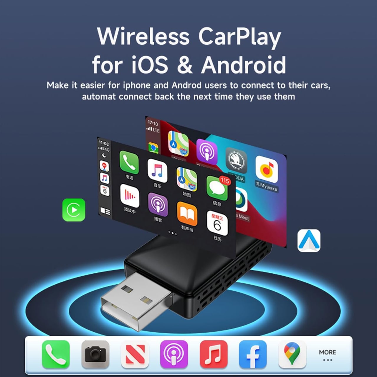 CarPlay, USB stick for wireless car connectivity with Apple CarPlay and Android Auto - Image 3
