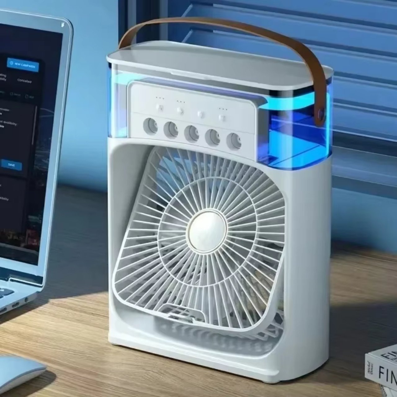 Coolio, 3 az 1-ben hordozható ventilátor párásító funkcióval, LED világítással és hűtéssel - Image 8