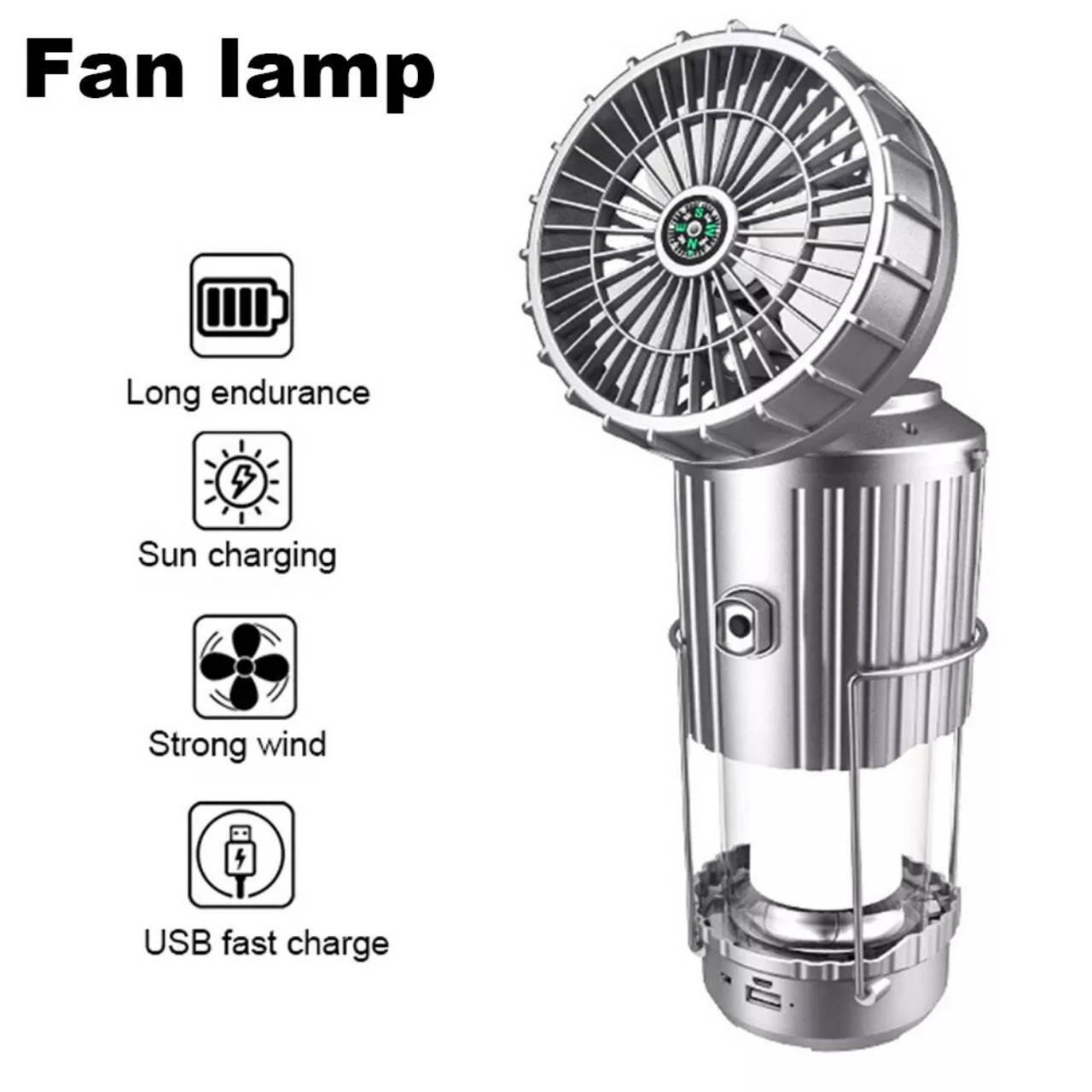 Fan, multifunkcionális 5 az 1-ben napenergiás LED lámpa ventilátorral - Image 4