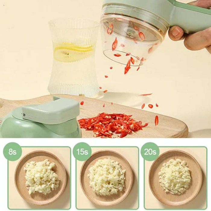 Food Processor, 5 részes konyhai készlet aprításhoz, szeleteléshez, hámozáshoz és tisztításhoz - Image 2