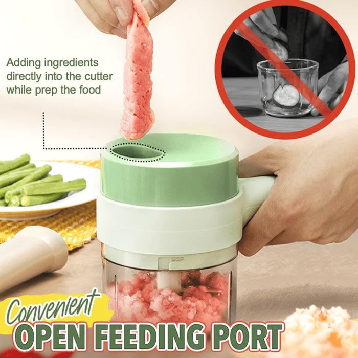 Food Processor, 5 részes konyhai készlet aprításhoz, szeleteléshez, hámozáshoz és tisztításhoz - Image 7
