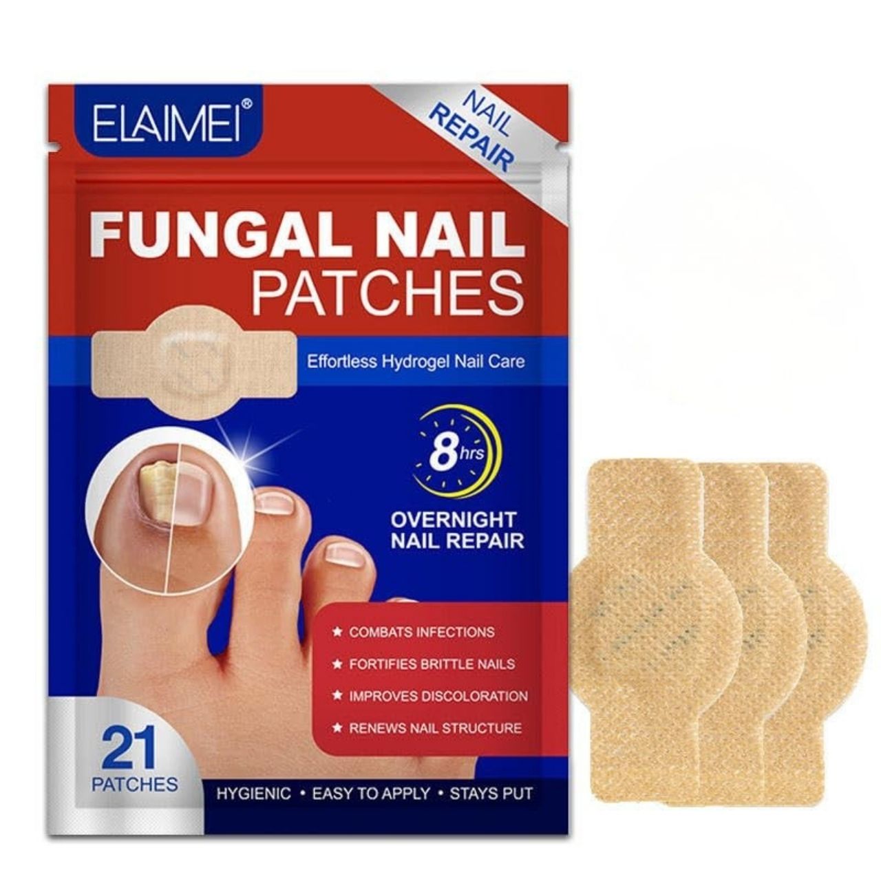 FungalPatches, helyreállító tapaszok a sérült körmök ápolására (21 db.) - Image 2