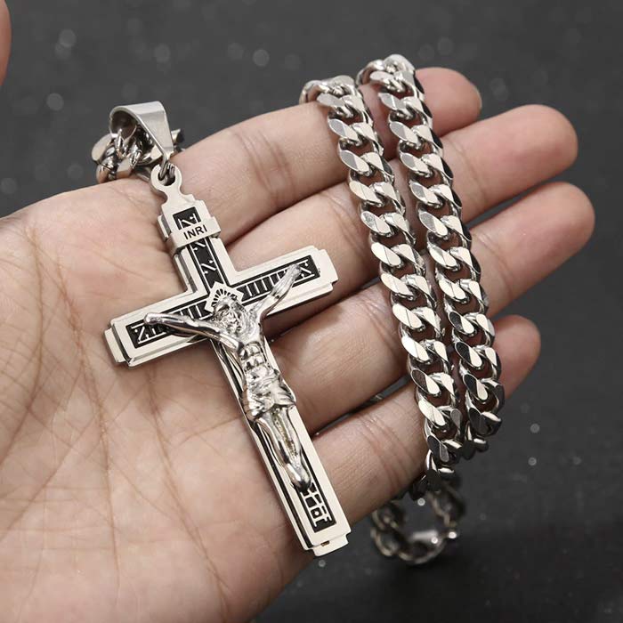 JesusNecklace, ezüst színű lánc feszület medállal - Image 4
