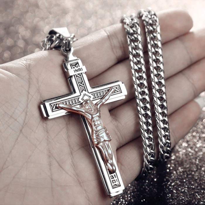 JesusNecklace, ezüst színű lánc feszület medállal - Image 6