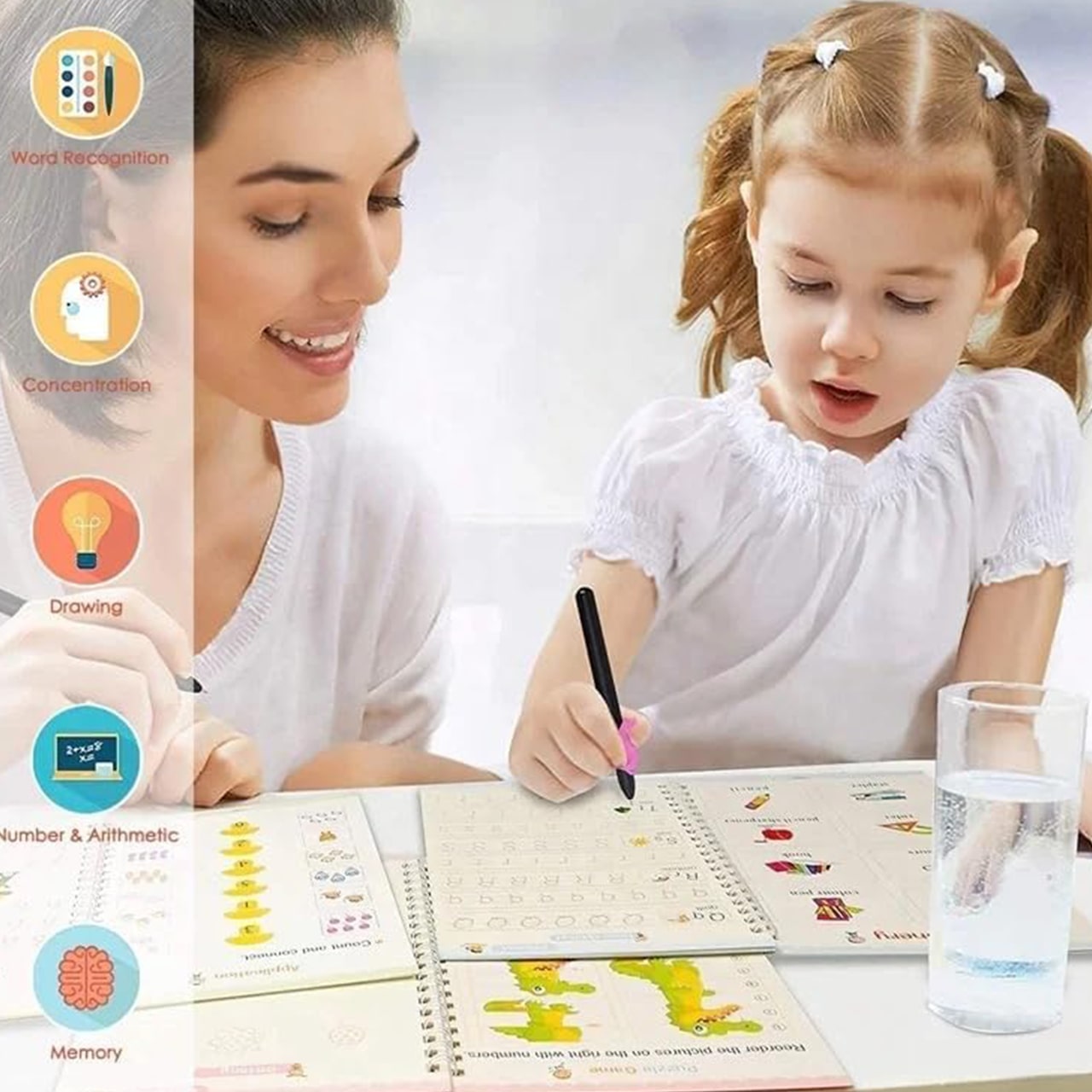 KidsBundle, LED tolltartó és 4 varázstoll munkafüzet az írás és rajzolás tanulásához - Image 9