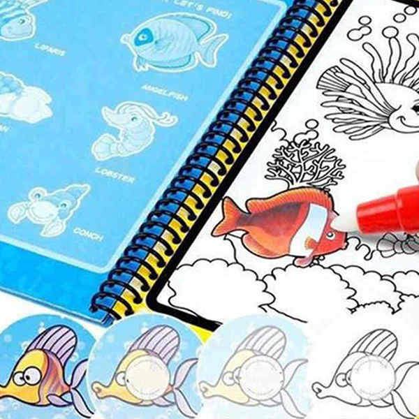 MagicWaterBook, 3 darabos mágikus kifestőkönyv készlet, tollakkal, alkosson piszkolás nélkül - Image 4