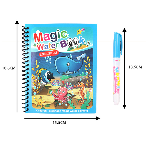 MagicWaterBook, 3 darabos mágikus kifestőkönyv készlet, tollakkal, alkosson piszkolás nélkül - Image 9
