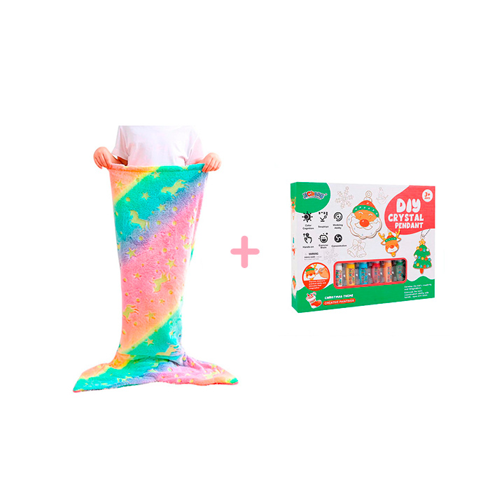 A MermaidArtCraft csomag tartalmaz 2 játékot - egy sellőfarkú takarót és egy karácsonyi bájital készletet!